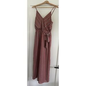 Sienna Sky Striped Sleeveless Jumpsuit Wide Leg Wrap Front Pink Size‎ Small